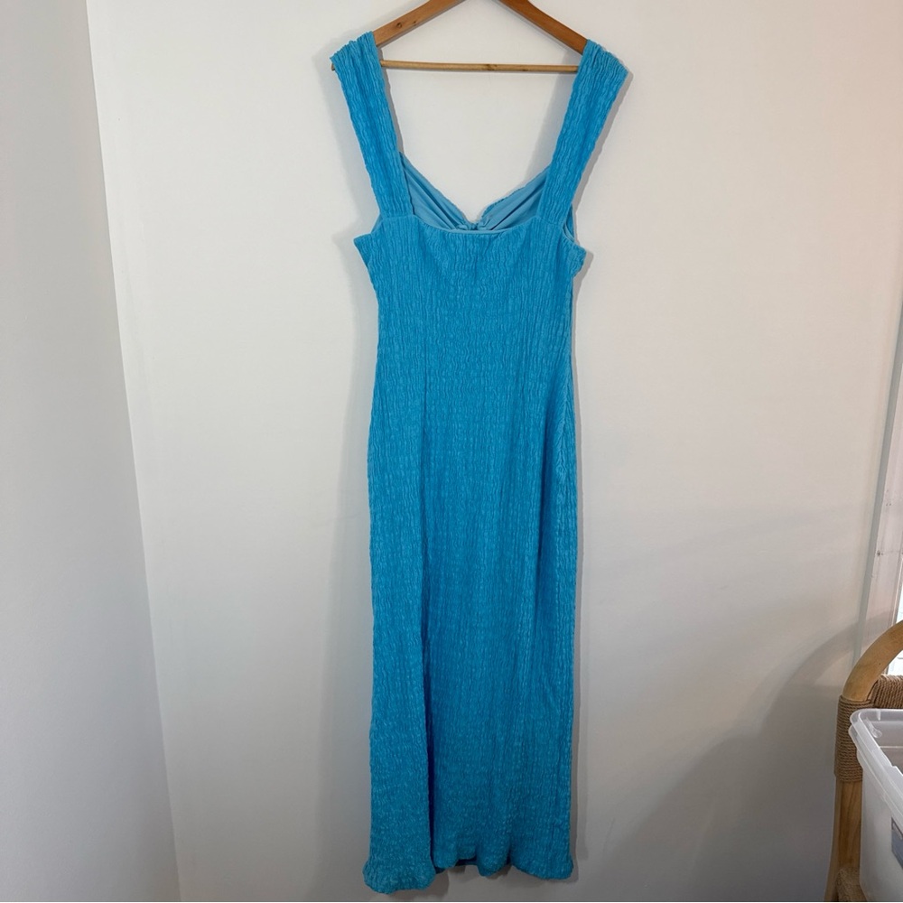 Free People FP Beach Eleni Bodycon Maxi Dress Size Large Aqua Blue *flaw* - Picture 6 of 14